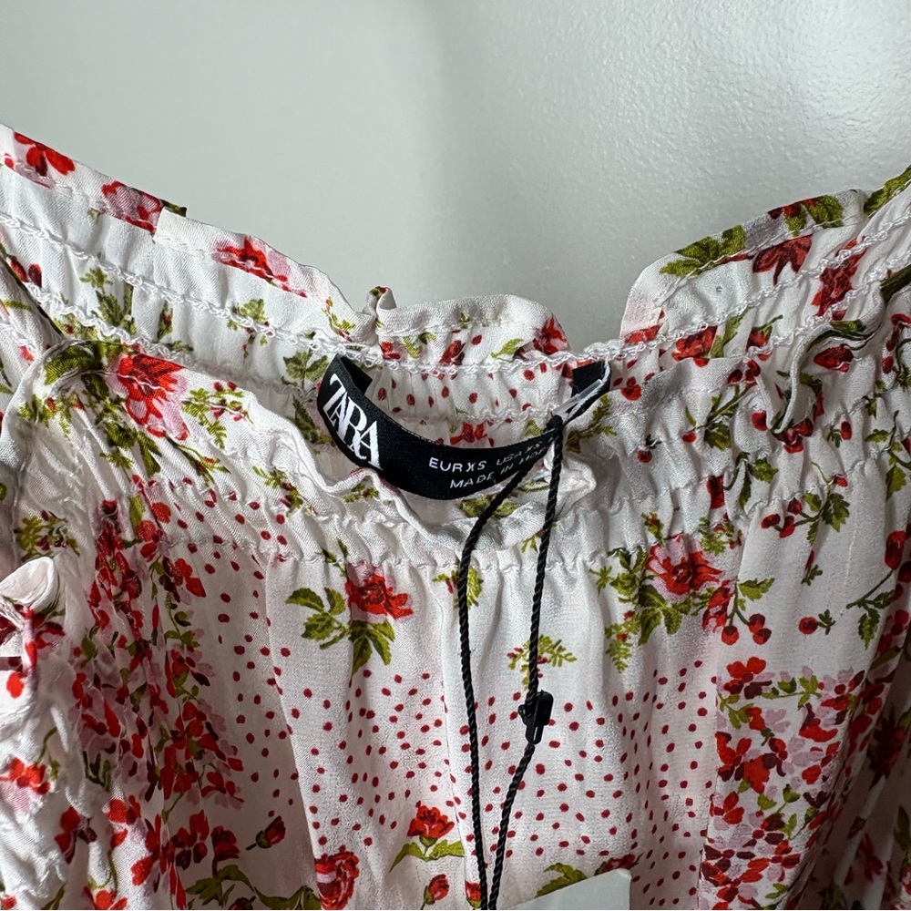 2/15$ 🍒 NWT Zara Floral Polka Dot Romper Ruffle Hem Feminine Summer One-Piece - Picture 8 of 10